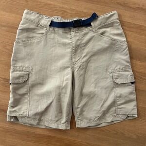 Lands End Mens Cargo Shorts Khaki Belted Hiking Outdoor Size L 36 38